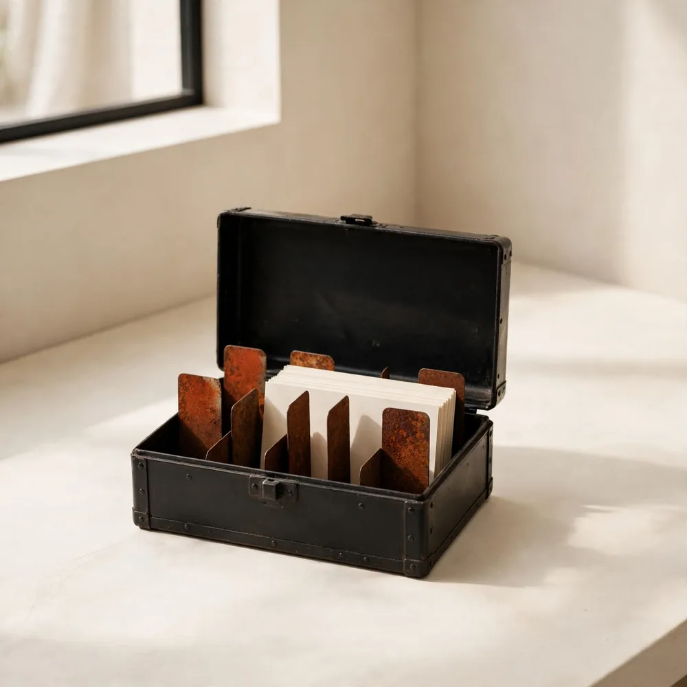 An index card box